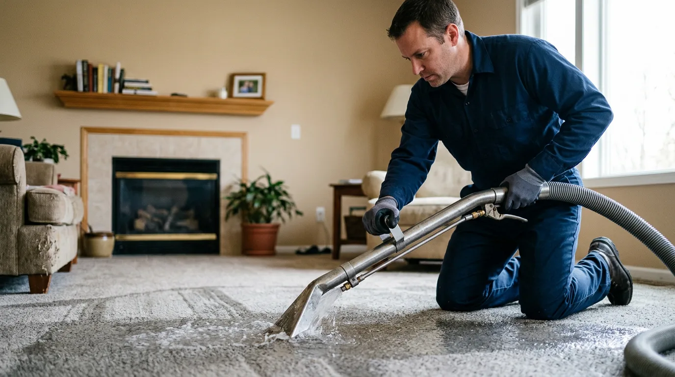 Water damage restoration technician working near Caddo, TX